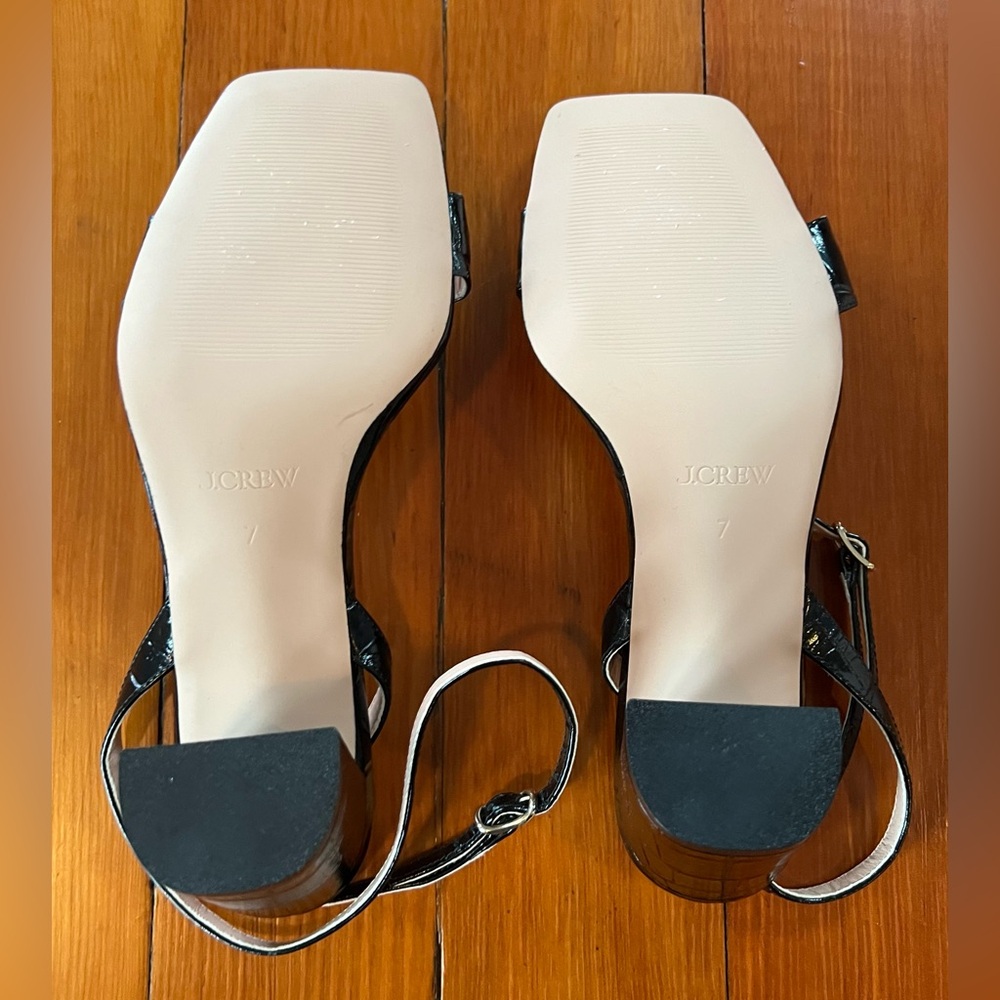 NWOT Madewell Evelyn Buckle-Strap Sandal Heels Croc-Embossed Italian Leather - 7 - Picture 5 of 9